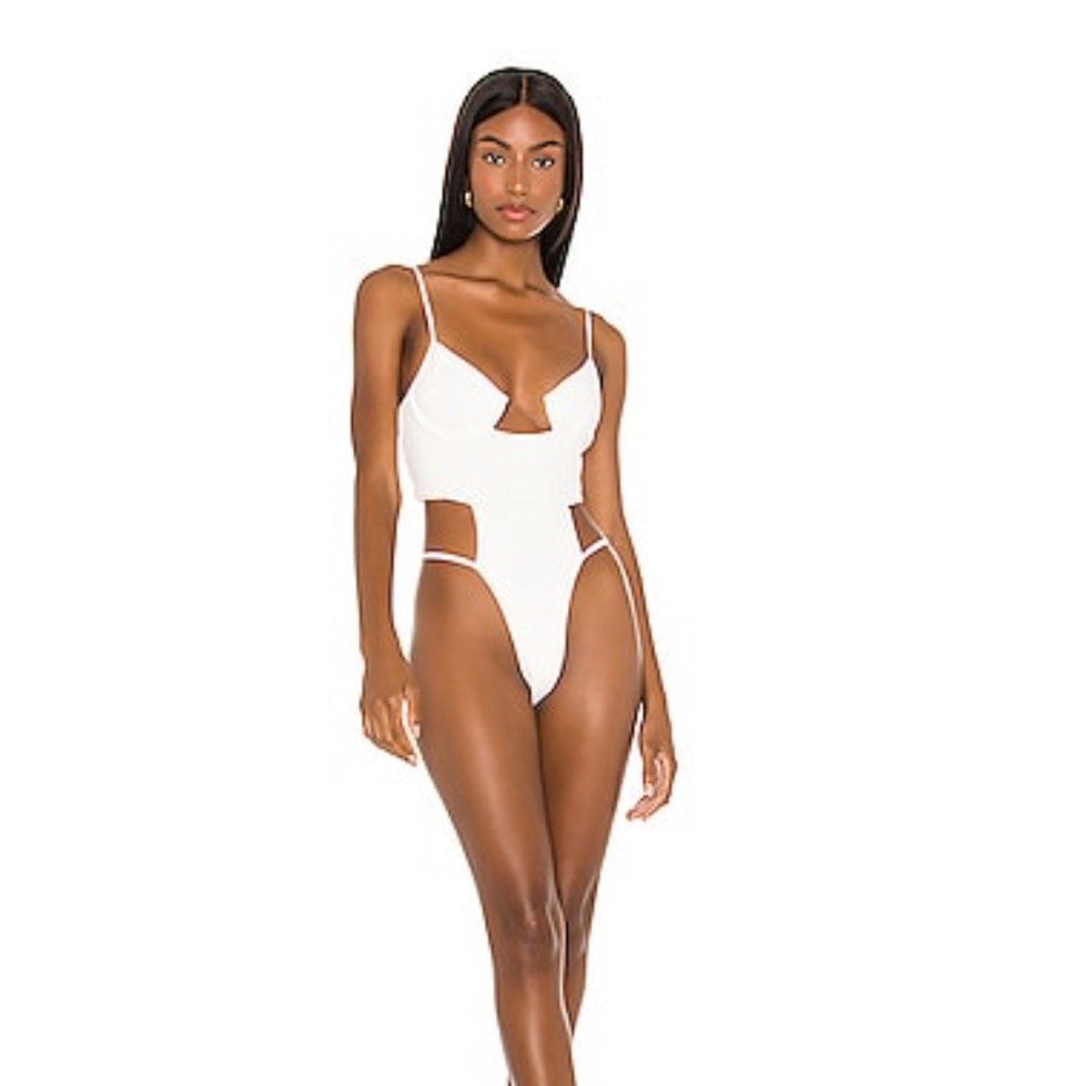 Michael Costello White One Piece Swimsuit